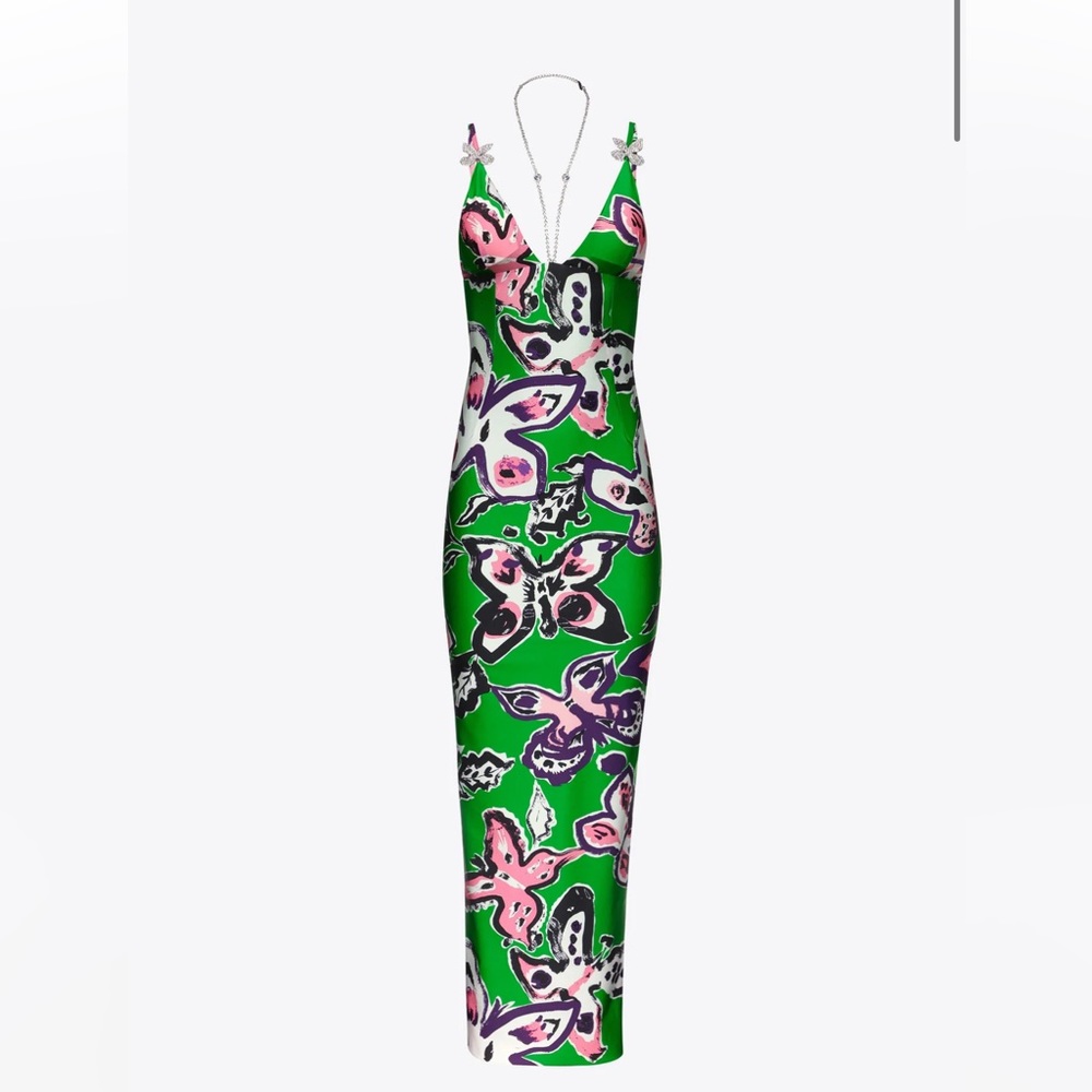 AREA butterfly maxi gown